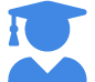 An icon of a person wearing a graduation gown and cap.